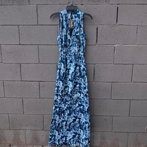 Lush Blue Abstract Maxi Dress